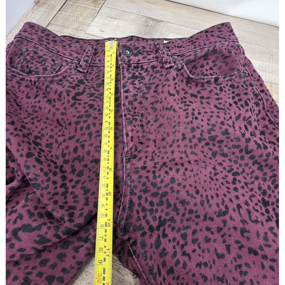 Rag & Bone Size 27 Hana Burgundy Cheetah Animal Print High Rise Waist Crop Jeans - Picture 9 of 12